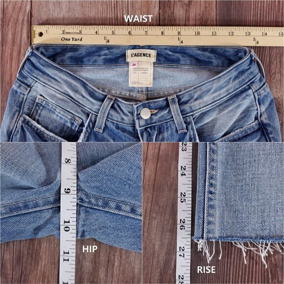 *READ* Lagence Womens Size 24 Milana Low Rise Raw Hem Blue Denim Jeans - Picture 16 of 16